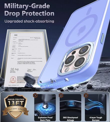 Newfuture Magnetic for iPhone 15 Pro Case [Compatible with Magsafe] [Military Grade Drop Protection] Translucent Matte Anti-Fingerprint Shockproof Phone Case for iPhone 15 Pro 6.1 inch, Light Purple in Saudi Arabia