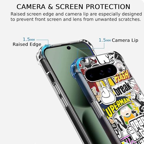 Case for Google Pixel 10 Pro XL with Pop Culture Design,Aesthetic Cartoon Sticker Bomb Pop-Art Collage,Clear Slim Soft TPU Bumper Phone Cover,6.8"(Pop,P10XL) in Saudi Arabia