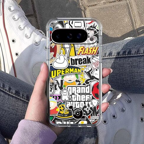 Case for Google Pixel 10 Pro XL with Pop Culture Design,Aesthetic Cartoon Sticker Bomb Pop-Art Collage,Clear Slim Soft TPU Bumper Phone Cover,6.8"(Pop,P10XL) in Saudi Arabia