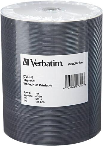 Verbatim DVD-R 4.7GB 16X DataLifePlus White Thermal Printable, Hub Printable - 50pk Spindle in Saudi Arabia