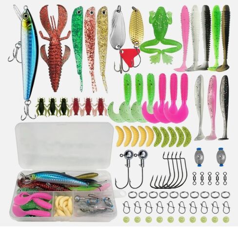 83PCS Lure Bait Fishing Accessories, Fishing Lures Gear for Freshwater Gifts for Men, Spinner Baits, Fishing-Gear and Equipment, Saltwater-Fishing-Lures Tackle Kit in Saudi Arabia