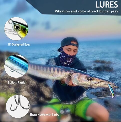 83PCS Lure Bait Fishing Accessories, Fishing Lures Gear for Freshwater Gifts for Men, Spinner Baits, Fishing-Gear and Equipment, Saltwater-Fishing-Lures Tackle Kit in Saudi Arabia