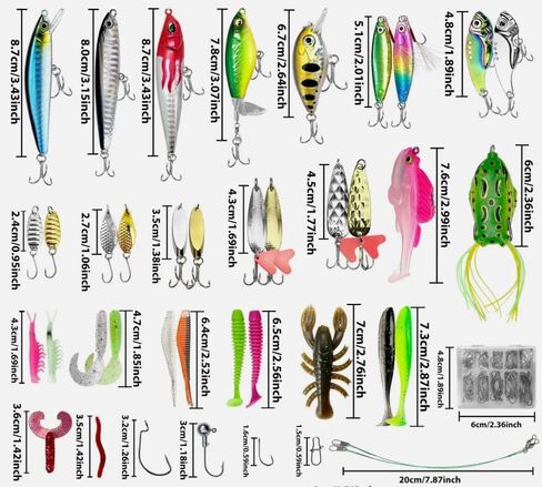 83PCS Lure Bait Fishing Accessories, Fishing Lures Gear for Freshwater Gifts for Men, Spinner Baits, Fishing-Gear and Equipment, Saltwater-Fishing-Lures Tackle Kit in Saudi Arabia