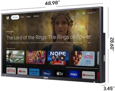 SYLVOX Outdoor TV with Wall Mount & Cover, 55 inch 4K UHD QLED Smart TVs, Weatherproof, IP56 Waterproof, 1000 Nits Partial Sun, Support Google Assistant, Wide Viewing Angle (2026 Model) in Saudi Arabia