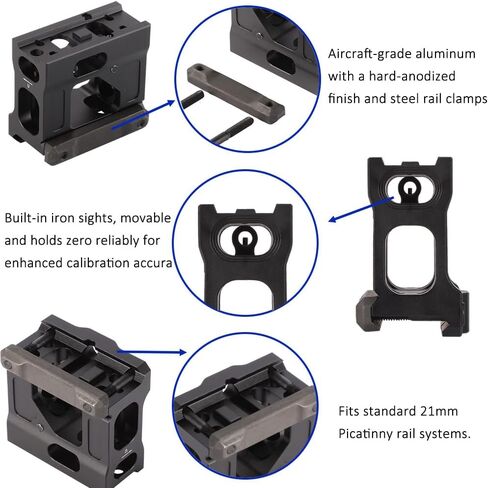 Red Dot Riser Mount，2" High Picatinny Riser Mount fit for H1 H2 T1 T2 Optic Sights Built-in Backup Iron Sights with Wrench in Saudi Arabia