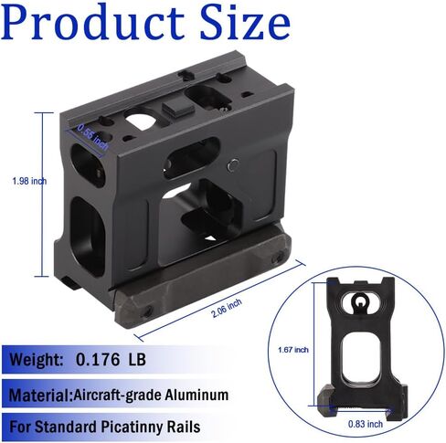 Red Dot Riser Mount，2" High Picatinny Riser Mount fit for H1 H2 T1 T2 Optic Sights Built-in Backup Iron Sights with Wrench in Saudi Arabia