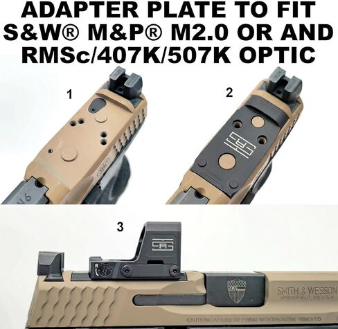 لوحة محول TSA® لـ S&W® M&P® M2.0 C.O.R.E.2 - RMSc® Footprint - تناسب Holosun® 407K 507K EPS Carry Shield RMSc Romeo Zero - النوع الثالث من الألومنيوم الصلب - مسامير وأداة متضمنة in Kuwait