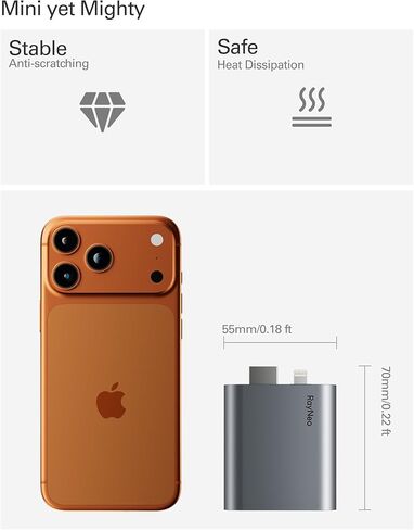 محول RayNeo HDMI 2.0 (يدعم HDR10) لهاتف iPhone 14 والإصدارات الأقدم مع أجهزة Lightning/HDMI، بطارية مدمجة وشحن وتشغيل، يدعم 1080P@120 هرتز - لنظارات Air 4 Pro AR in Kuwait