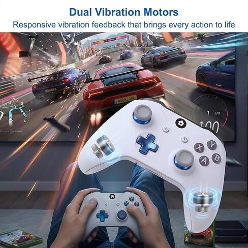 NineBit Wireless Controller for Xbox Series X|S, Xbox One X|S, Xbox One and Windows PC, Bluetooth Gaming Controller with 1400mAh Rechargeable Battery, LED Power Display, Dual Vibration, Precision Joysticks Gamepad, White in Saudi Arabia