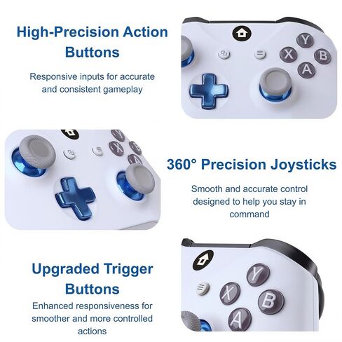 NineBit Wireless Controller for Xbox Series X|S, Xbox One X|S, Xbox One and Windows PC, Bluetooth Gaming Controller with 1400mAh Rechargeable Battery, LED Power Display, Dual Vibration, Precision Joysticks Gamepad, White in Saudi Arabia