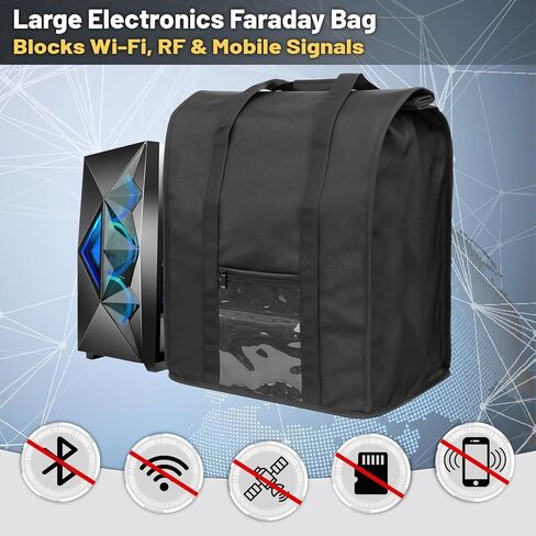 Premium Large Faraday Bag – Foldable Signal Blocking Pouch for Desktop PCs, Laptops, NAS & Tablets, Small Generators – Protects Electronics from Wireless Interference – Privacy & Device Security in Saudi Arabia