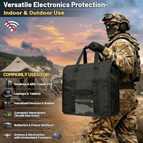 Premium Large Faraday Bag – Foldable Signal Blocking Pouch for Desktop PCs, Laptops, NAS & Tablets, Small Generators – Protects Electronics from Wireless Interference – Privacy & Device Security in Saudi Arabia