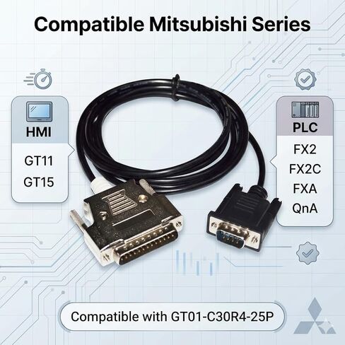 كابل DB25 إلى DB9، 1.8 متر، لاتصالات Mitsubishi GT11/GT15 HMI & FX/FX2C/A/QnA PLC in Kuwait