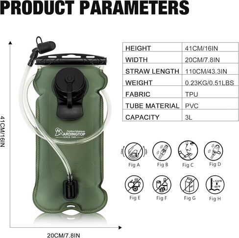 Mardingtop Hydration Bladder, 3L Leak Proof Water Reservoir Military Hydration Pack for Hiking Biking Cycling Running Climbing Camping in Saudi Arabia