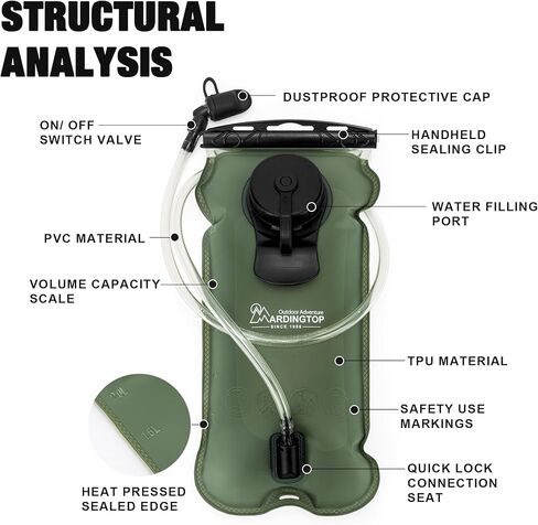 Mardingtop Hydration Bladder, 3L Leak Proof Water Reservoir Military Hydration Pack for Hiking Biking Cycling Running Climbing Camping in Saudi Arabia