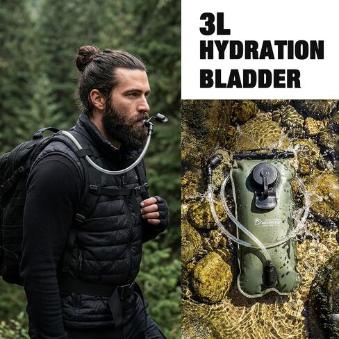 Mardingtop Hydration Bladder, 3L Leak Proof Water Reservoir Military Hydration Pack for Hiking Biking Cycling Running Climbing Camping in Saudi Arabia