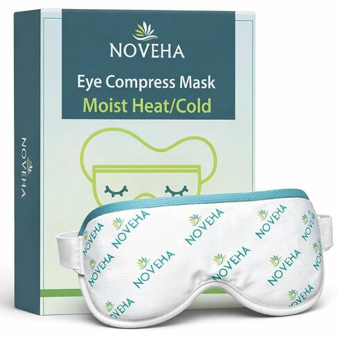 قناع العين الفردي NOVEHA Express Warm Compress | تقنية Moist Hot للعيون الجافة الحساسة - تخفف من الدمل والعين الوردية - معالجة المياه الحرارية القابلة لإعادة الاستخدام للعيون المتهيجة وكتل الجفن in Saudi Arabia