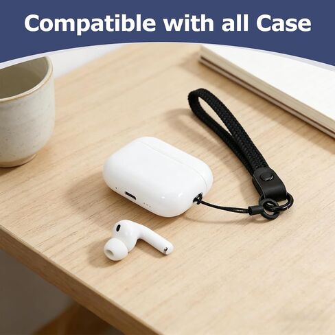 Elastic Nylon Wrist Lanyard for AirPods Case, Anti-Lost Strap for AirPods 1/2/3/Pro/Pro 2 Charging Case, Multi-Functional Wrist Strap for Phones Keys Cameras Small Gadgets, Black in Saudi Arabia