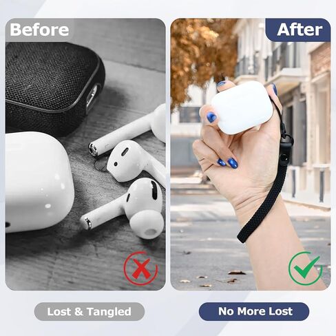 Elastic Nylon Wrist Lanyard for AirPods Case, Anti-Lost Strap for AirPods 1/2/3/Pro/Pro 2 Charging Case, Multi-Functional Wrist Strap for Phones Keys Cameras Small Gadgets, Black in Saudi Arabia