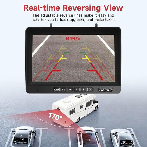 نظام كاميرا احتياطية لاسلكي RV، شاشة DVR 9 بوصة 1080 بكسل مع 4 كاميرات IP69 مقاومة للماء للرؤية الليلية والرؤية الخلفية الجانبية لشاحنة مقطورة والتخييم المتوافقة مع حامل Furrion in Kuwait