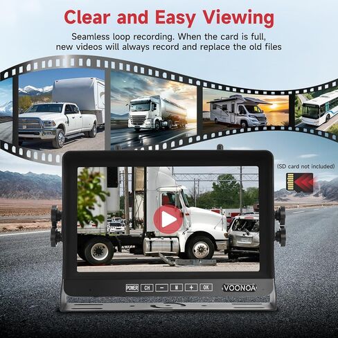 Wireless RV Backup Camera System, Backup Camera for Truck | 9" 1080P DVR 4 Channels Monitor with 4 IP69 Waterproof IR Night Vision Side Rear View Back Up Cameras for Trailer Camper in Kuwait
