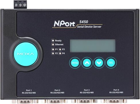MOXA NPort 5450I - 4 Ports Device Server, 10/100 Ethernet, RS-232/422/485, DB-9, with 2 KV Isolation Protection, Without- 110V Power Adapter in Saudi Arabia