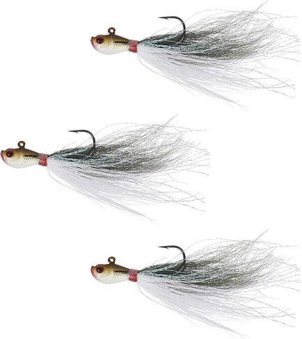 Bucktail Jigs 3 Pack – Hand-Tied Bucktail Hair Fishing Lures | Unique Gliding Head | Saltwater & Freshwater | Striper, Bass, Flounder, Walleye, Fluke | Multiple Weights Available in Saudi Arabia