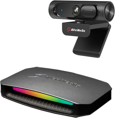 بطاقة التقاط AVerMedia 4K60 مع HDMI 2.1 وزمن انتقال منخفض ومتوافقة مع PW315 TAA/NDAA وكاميرا ويب بدقة 1080 بكسل - كاميرا USB عالية الدقة بمعدل 60 إطارًا في الثانية مع ميكروفونات مزدوجة in Saudi Arabia
