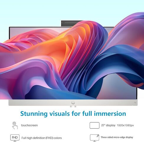 HP 27 FHD Touchscreen All-in-One Desktop PC, 27" IPS Copilot AI PC Computer, AMD Ryzen AI 7 350(8-core), 32GB DDR5 RAM, 2TB SSD, Wi-Fi 6, Webcam, Windows 11 Pro, Bundle with USB HUB in Saudi Arabia