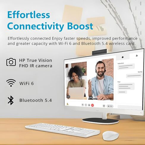 HP 27 FHD Touchscreen All-in-One Desktop PC, 27" IPS Copilot AI PC Computer, AMD Ryzen AI 7 350(8-core), 32GB DDR5 RAM, 2TB SSD, Wi-Fi 6, Webcam, Windows 11 Pro, Bundle with USB HUB in Saudi Arabia