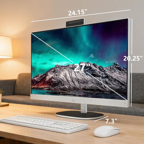 HP 27 FHD Touchscreen All-in-One Desktop PC, 27" IPS Copilot AI PC Computer, AMD Ryzen AI 7 350(8-core), 32GB DDR5 RAM, 2TB SSD, Wi-Fi 6, Webcam, Windows 11 Pro, Bundle with USB HUB in Saudi Arabia