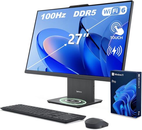 Lenovo IdeaCentre 27 بوصة مخصص للأعمال الكل في واحد، شاشة لمس FHD 100 هرتز، AMD Ryzen 5 7535HS، ذاكرة الوصول العشوائي DDR5 16 جيجابايت/64 جيجابايت، 1 تيرابايت/4 تيرابايت SSD، لوحة مفاتيح وماوس لاسلكيين، RJ-45، Win11 Pro in Kuwait