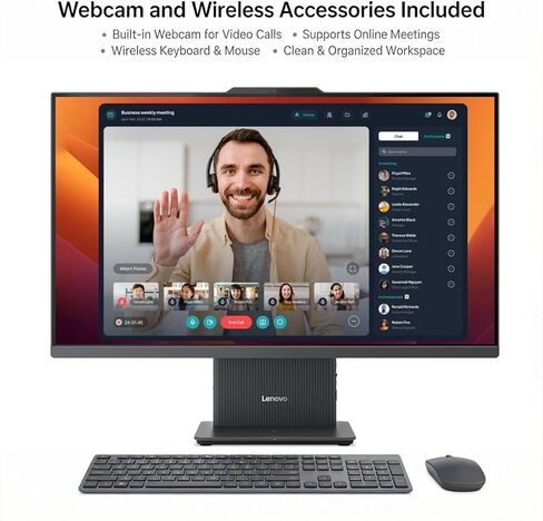 Lenovo IdeaCentre 27 بوصة مخصص للأعمال الكل في واحد، شاشة لمس FHD 100 هرتز، AMD Ryzen 5 7535HS، ذاكرة الوصول العشوائي DDR5 16 جيجابايت/64 جيجابايت، 1 تيرابايت/4 تيرابايت SSD، لوحة مفاتيح وماوس لاسلكيين، RJ-45، Win11 Pro in Kuwait