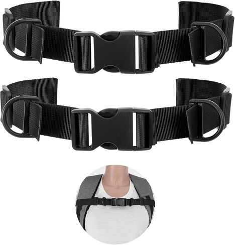 2 PCS Chest Strap for Backpack, Heavy Duty Elastic Backpack Chest Straps Sternum Strap Add on with Quick Release Buckle, Adjustable Comfortable Fit for Hiking Camping Travel (Black) in Saudi Arabia