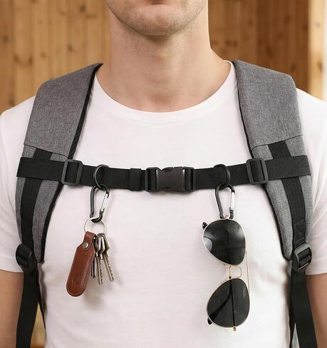 2 PCS Chest Strap for Backpack, Heavy Duty Elastic Backpack Chest Straps Sternum Strap Add on with Quick Release Buckle, Adjustable Comfortable Fit for Hiking Camping Travel (Black) in Saudi Arabia