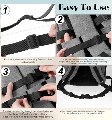 2 PCS Chest Strap for Backpack, Heavy Duty Elastic Backpack Chest Straps Sternum Strap Add on with Quick Release Buckle, Adjustable Comfortable Fit for Hiking Camping Travel (Black) in Saudi Arabia