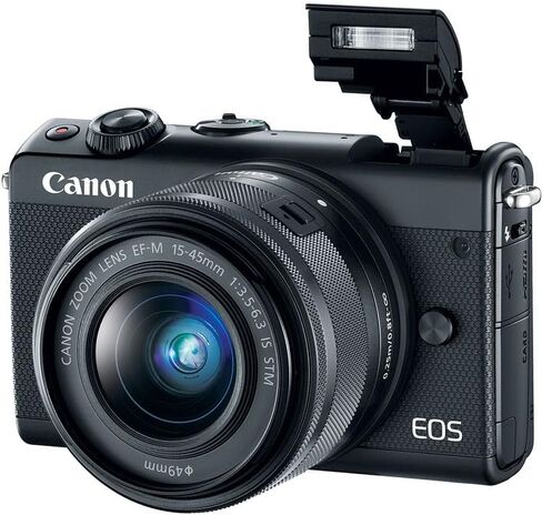 Canon EOS M100 Mirrorless Camera with 15-45mm Lens (Black) | 24.2MP APS-C Sensor, Dual Pixel CMOS AF, Wi-Fi & Bluetooth | Great for Travel & Beginner Photos (2209C011) + 64GB Card + Camera Bag in Saudi Arabia