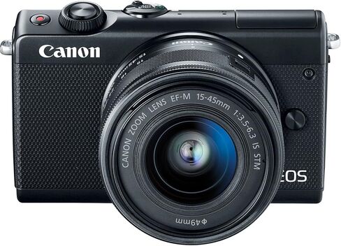 Canon EOS M100 Mirrorless Camera with 15-45mm Lens (Black) | 24.2MP APS-C Sensor, Dual Pixel CMOS AF, Wi-Fi & Bluetooth | Great for Travel & Beginner Photos (2209C011) + 64GB Card + Camera Bag in Saudi Arabia