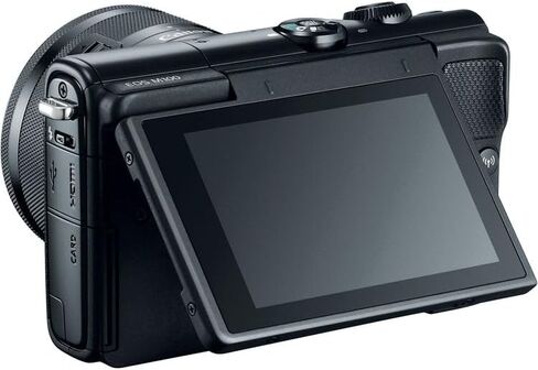 Canon EOS M100 Mirrorless Camera with 15-45mm Lens (Black) | 24.2MP APS-C Sensor, Dual Pixel CMOS AF, Wi-Fi & Bluetooth | Great for Travel & Beginner Photos (2209C011) + 64GB Card + Camera Bag in Saudi Arabia