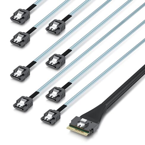 ipolex SlimSAS to SATA, SFF-8654 8i Host/RAID to 8xSATA Target HD, Suitable for Servers, Computers, Hard Drives, and Hosts, 0.75~0.8m(2.46~2.62ft) in Saudi Arabia