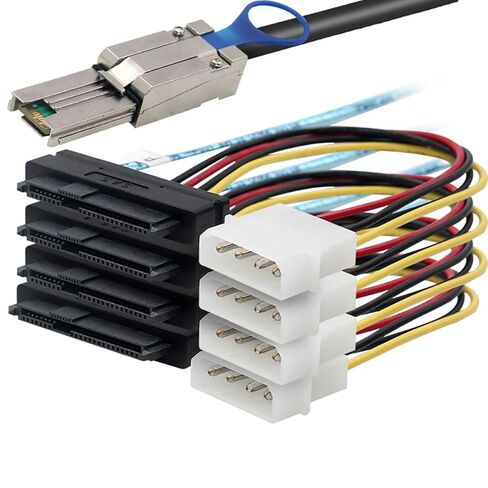 Mini SAS HD SFF-8088 26P to 4X SAS 8482 with Power Cable,6Gbps High-Speed Server Data Cable Compatible with RAID Controller, Storage Expansion, Workstation (0.5M/19.68in) in Saudi Arabia