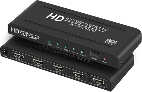 مقسم HDMI 4K 1×4، مقسم HDMI يعمل بالطاقة 1 في 4 يدعم 4Kx2K@30 هرتز، ثلاثي الأبعاد، مرآة/شاشة نسخ فقط (غير ممتدة) 4 منافذ HD الفاصل للتلفزيون عالي الوضوح، والكمبيوتر المحمول، وPS4، وجهاز العرض، وصندوق فك التشفير. in Kuwait
