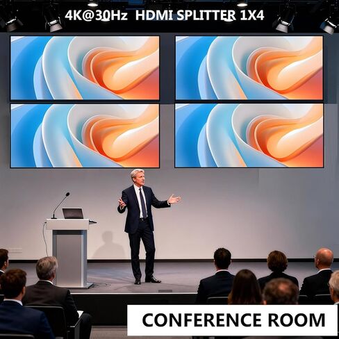 مقسم HDMI 4K 1×4، مقسم HDMI يعمل بالطاقة 1 في 4 يدعم 4Kx2K@30 هرتز، ثلاثي الأبعاد، مرآة/شاشة نسخ فقط (غير ممتدة) 4 منافذ HD الفاصل للتلفزيون عالي الوضوح، والكمبيوتر المحمول، وPS4، وجهاز العرض، وصندوق فك التشفير. in Kuwait
