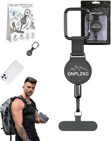 Retractable Phone Lanyard Case Clip Holder for iPhone Anti Theft Cellphone Tether Tab with Locking Carabiner Smartphones Strap Chain Keychain Accessories for Outdoor Skiing Hiking Cycling (1P) in Saudi Arabia