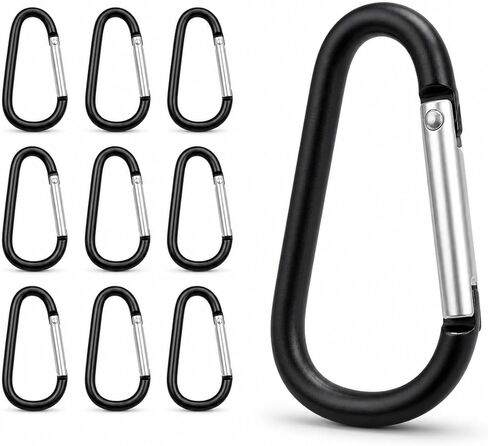 Carabiner Clips 10-Pack, 2.25" D-Ring Black Aluminum Keychain Carabiners for Keys, Bags, Backpack, Stroller, Camping, EDC Gear in Saudi Arabia