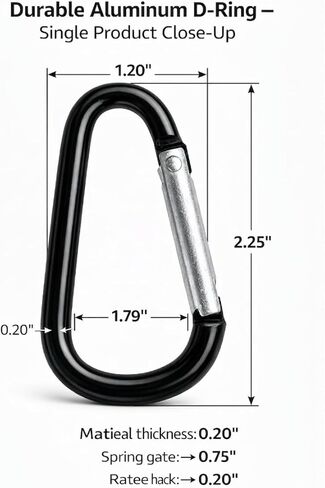 Carabiner Clips 10-Pack, 2.25" D-Ring Black Aluminum Keychain Carabiners for Keys, Bags, Backpack, Stroller, Camping, EDC Gear in Saudi Arabia