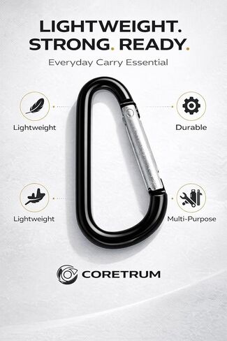 Carabiner Clips 10-Pack, 2.25" D-Ring Black Aluminum Keychain Carabiners for Keys, Bags, Backpack, Stroller, Camping, EDC Gear in Saudi Arabia