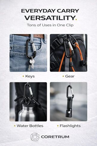 Carabiner Clips 10-Pack, 2.25" D-Ring Black Aluminum Keychain Carabiners for Keys, Bags, Backpack, Stroller, Camping, EDC Gear in Saudi Arabia
