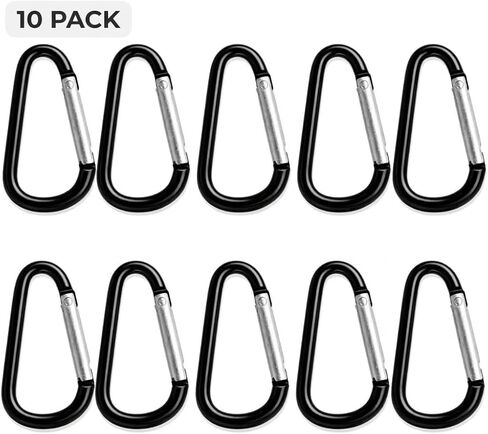 Carabiner Clips 10-Pack, 2.25" D-Ring Black Aluminum Keychain Carabiners for Keys, Bags, Backpack, Stroller, Camping, EDC Gear in Saudi Arabia