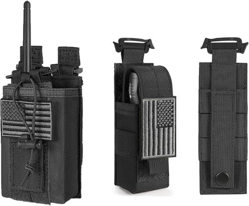 FRTKK Tactical Radio Holster Holder Case with USA Flag Patch & Molle Flashlight Holster Adjustable Flashlight Pouch Holder with Flashlight Patch and USA Flag Patch in Saudi Arabia
